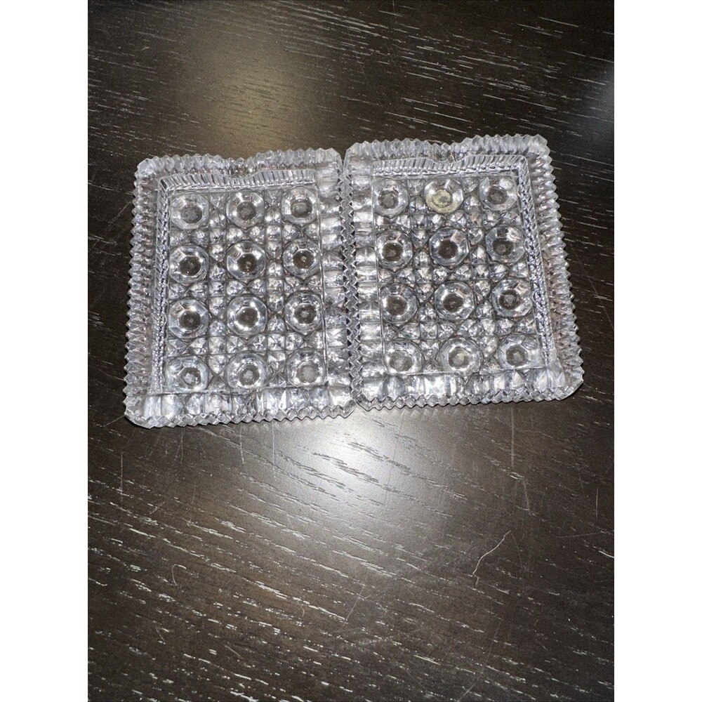 Pair of Small 4.75x3.75  Rectangle Shaped Glass Ashtray  Excellent Condition
